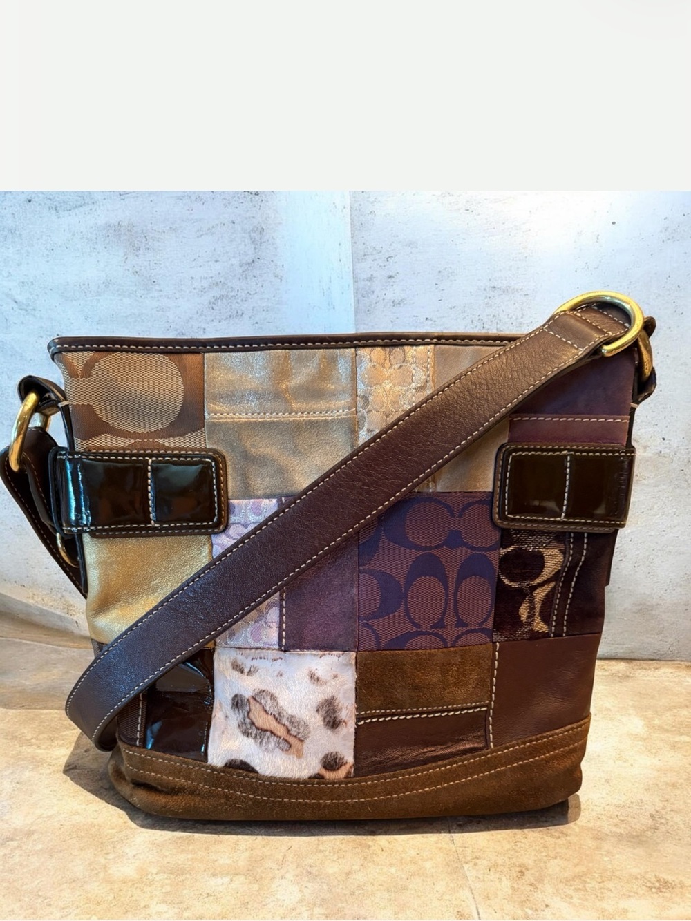 Vintage Coach Patchwork Leather Crossbody/Shoulder Bag K05S-3573